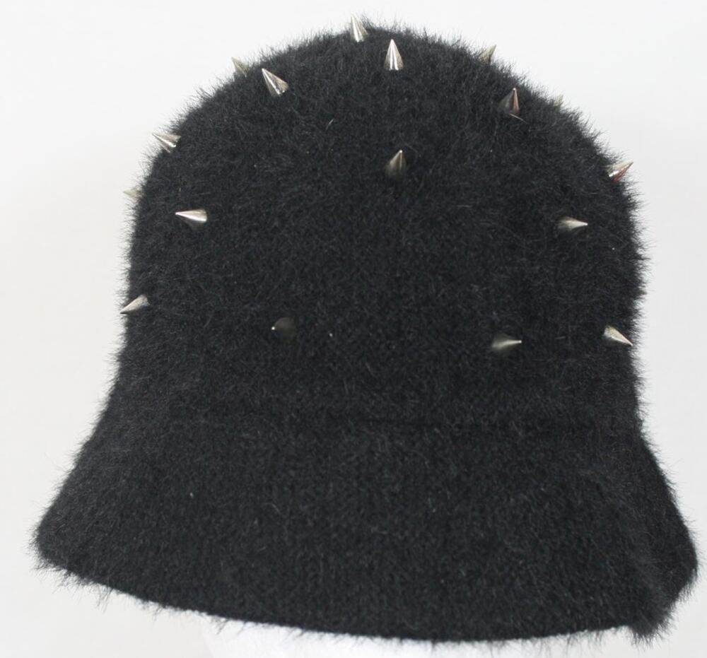 Faux Fur Studded Spiked Goth Punk Womens Bucket Hat Size Small